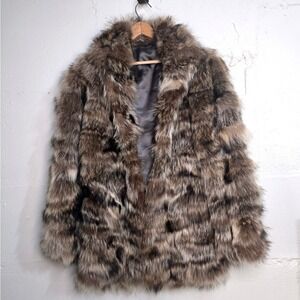 Luxurious Vintage Raccoon Fur Coat‎ - Medium - Natural Stripes, Soft Dense Pelts